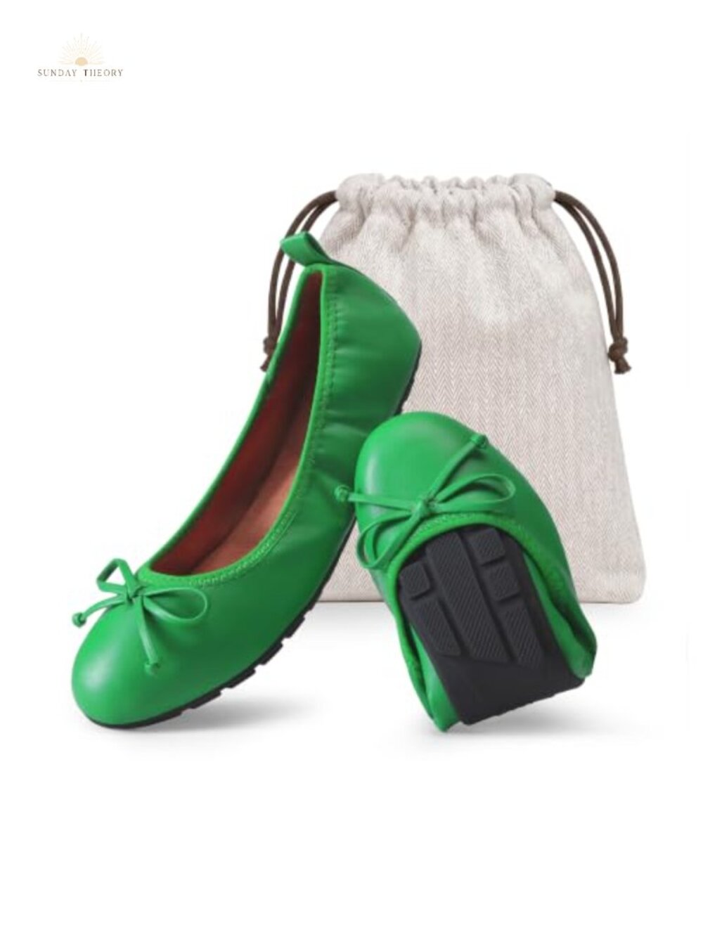 Foldable Ballet Flats Faux Leather Cushioned Travel Shoes